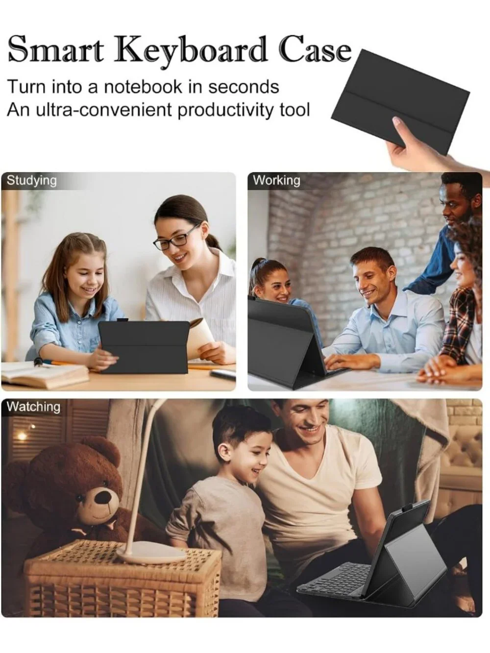 Universal Backlit Tablet Keyboard Case for 9-11” Tablets, Wireless Folio Cover